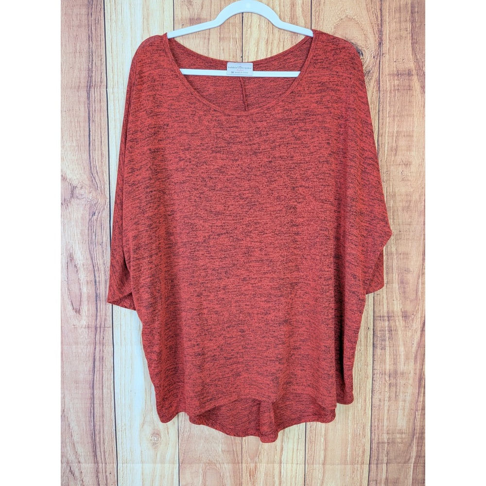 Bobbie Brooks Womens Red Chambray Tunic Top Womens Plus Size 3X